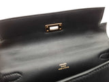 Hermes Kelly Pochette Noir Black Swift Leather Gold Hardware Clutch Do726lixzxde