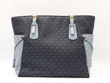 Michael Kors Voyager Tote Bag In Admiral Blue Mk Logo Coated Canvas Fw0526wzdu