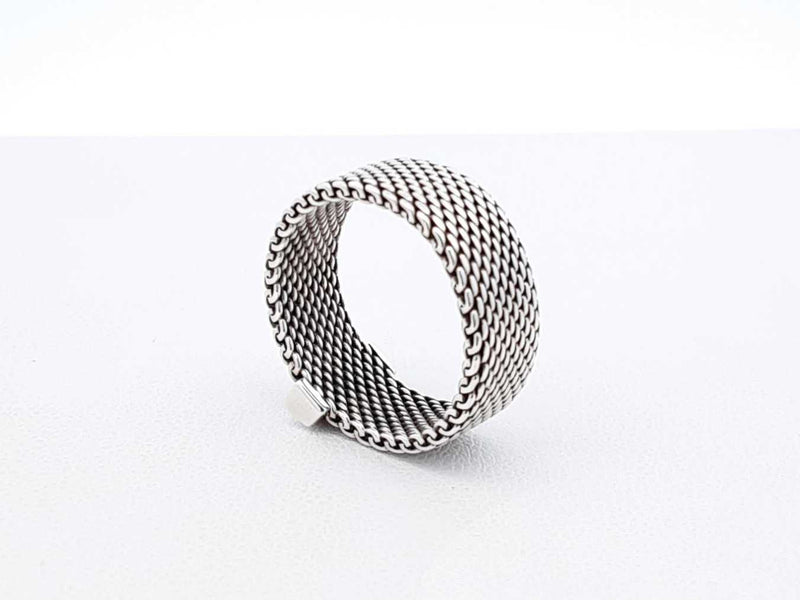 Tiffany & Co. Somerset Wide Mesh Ring In Sterling Silver 3.9g Size 5 Fw1125izdu