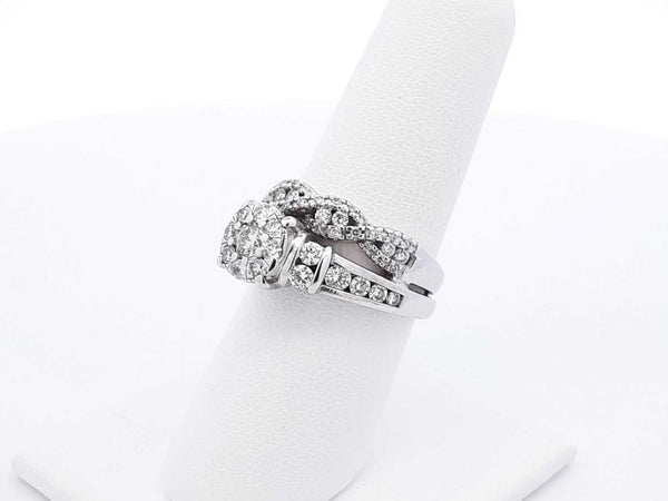 1.07 Cttw Diamond & 10k White Gold Bridal Set 8.2 Grams Size 6.5 Fw0625wrxdu