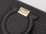 Salvatore Ferragamo Gancini Black Leather City Chain Wallet Eb1026orxsa