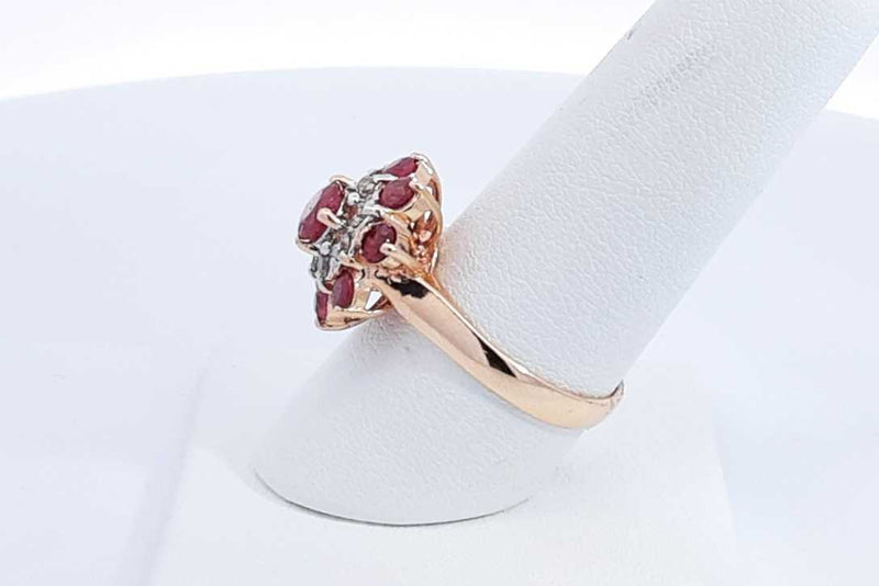 Red Gemstone & Diamond Ring In 10k Yellow Gold 5.2 Grams Size 8 Eb09oxzsa