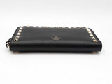 Valentino Garavani Rockstud Zippered Wallet In Black Grained Leather Fw1225oirdu