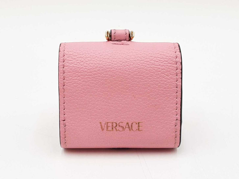 Versace La Mudusa Earbuds Pouch In Pink Leather With Chain Fw0825exdu