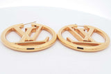 Louis Vuitton Louise Lv Circle Logo Gold Tone Hoop Earrings 23 Grams Eb0726oxzsa
