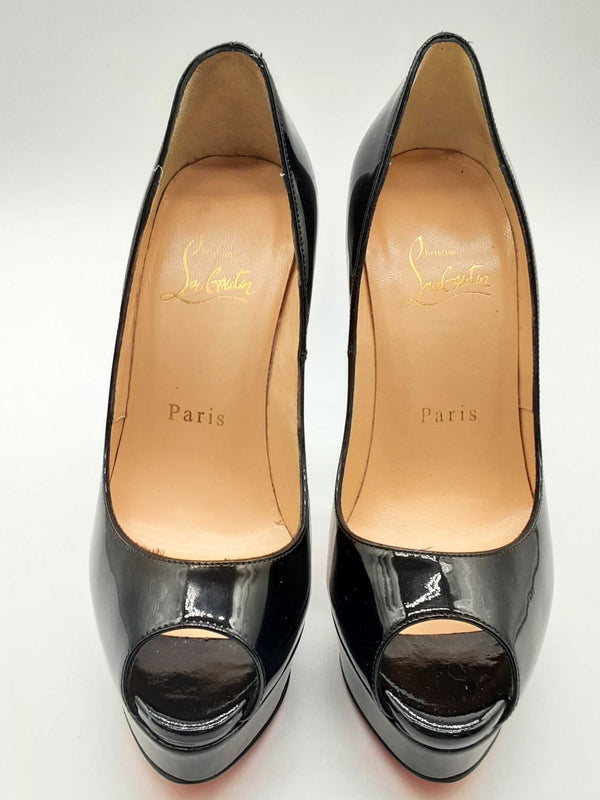 Christian Louboutin Lady Peep Black Patent Heels Size Eu 35/ Us 5 Do0324pxzde
