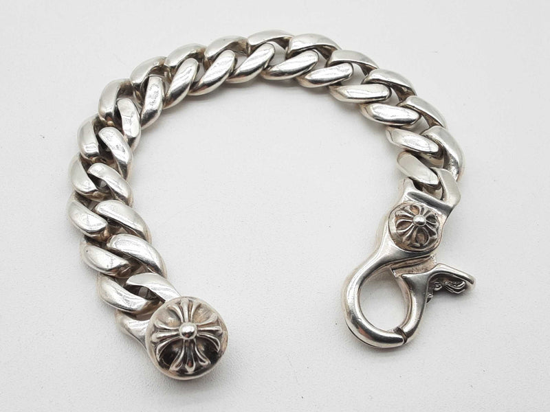 Chrome Hearts 0.925 Silver Solid Cuban Chain Bracelet 6.5 In Do0624lxzxde