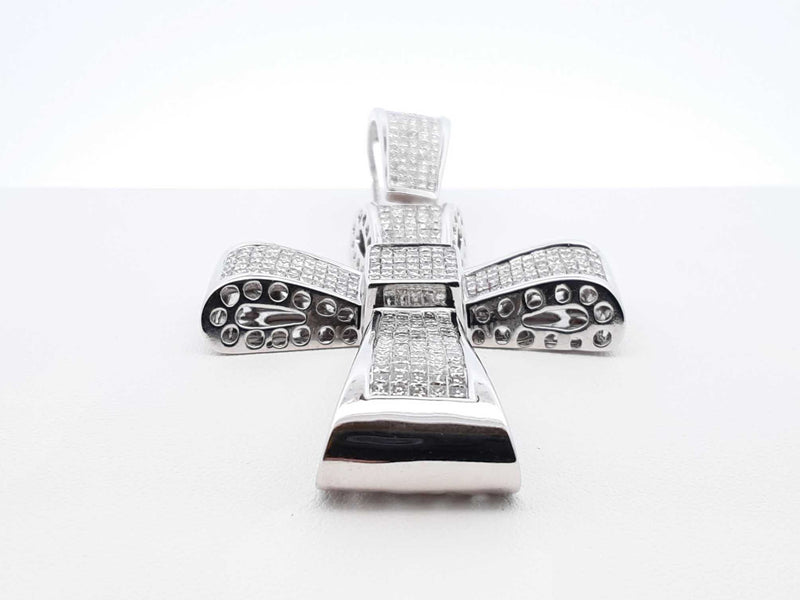 7.24 Cttw Diamond & 14k White Gold Cross Pendant 27.6 Grams Fw0725orzxdu