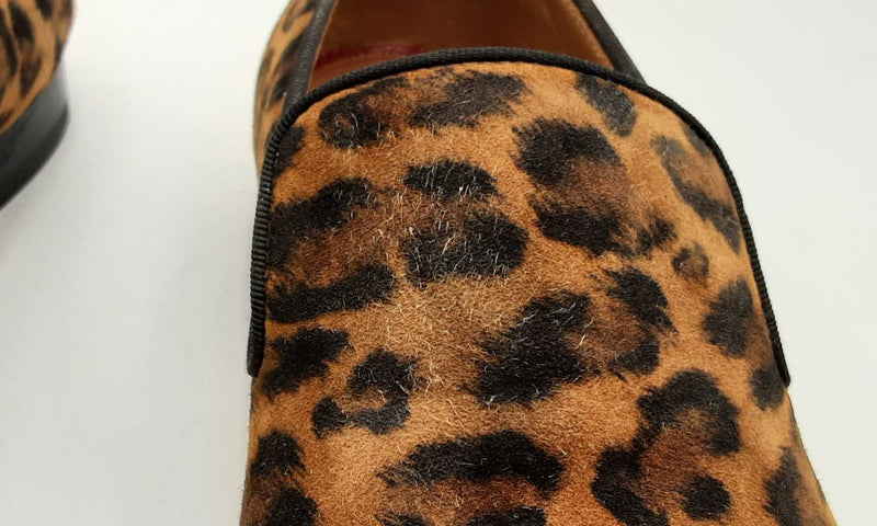 Christian Louboutin Veau Velours Leopard Dandelion Flat Loafers Sz 43 Eb524lrxsa