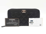 Chanel Boy Zip-around Long Wallet In Black Caviar Leather Fw0126wrzdu