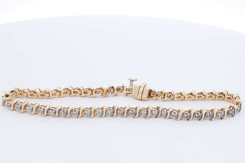 Diamond Tennis Bracelet In 14k Yellow Gold 6.8 Grams 7 Inch Eb1124lixdu