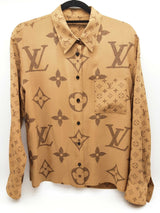 Louis Vuitton Brown Giant Reverse Monogram Silk Button Up Shirt Do0425pxzde