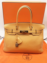 Hermes Birkin 30 Curry Tan Clemence Gold Hardware Handbag Do0524lwrxzde