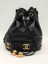 Chanel Black Leather Cc Drawstring Bucket Bag Eb1224rxzsa