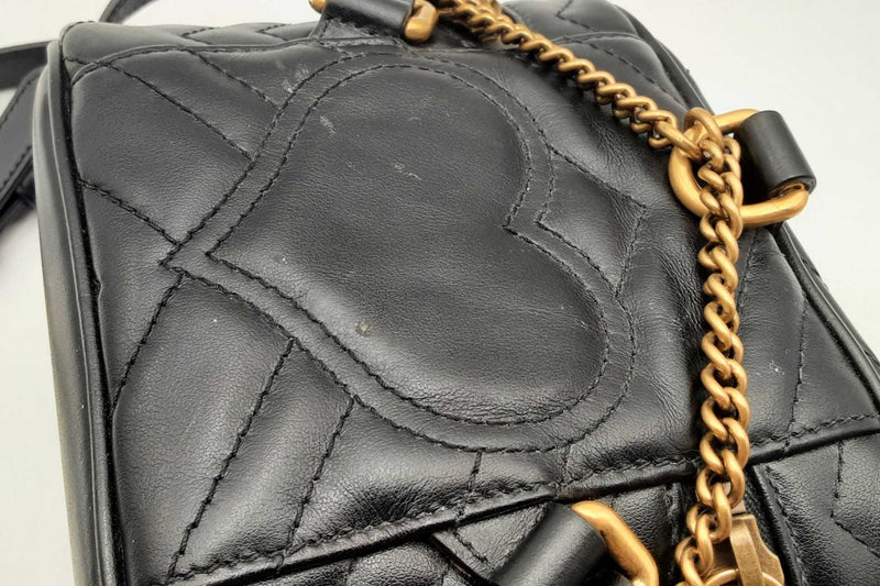 Gucci Gg Matelasse Marmont Round Black Leather Backpack Eb1224ixzsa