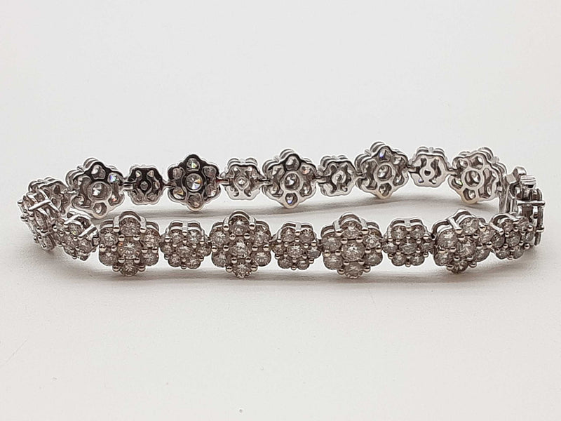 5.35 Cttw Diamonds 14k White Gold 13.5g Flower Tennis Bracelet 6 In Do0525lxzxde