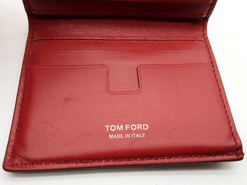 Tom Ford Red Croc Embossed Leather Card Holder Wallet Do1124owxde