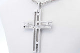 18k White Gold Diamond Cross Pendant Necklace 13.5 Grams 23.5 Inch Eb0226erxde