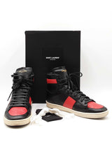 Yves Saint Laurent Sl/10h Court Classic Sneakers  Black & Red Sz 10.5 Fw0126crdu