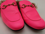 Gucci Princetown Neon Pink Leather Fur Loafers Size Gucci 11 Mens Do0925oorde