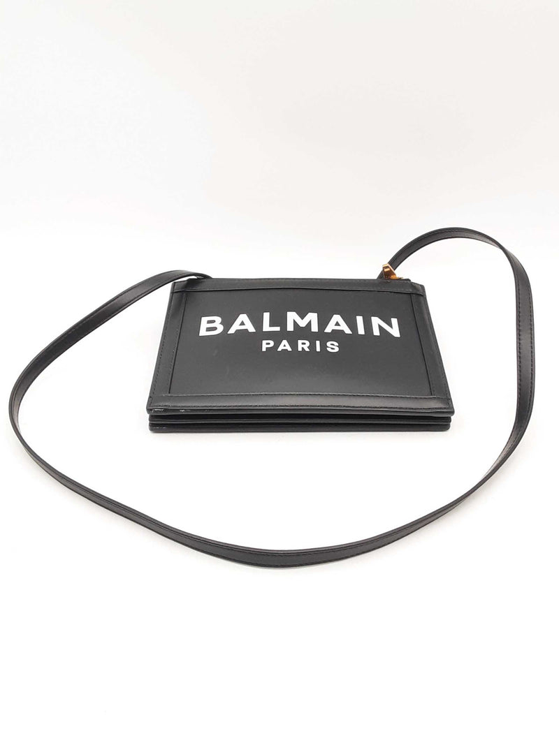 Balmain Black Leather Three Pouch Shoulder Bag Eb0325oxzsa