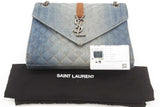 Ysl Saint Laurent Washed Denim Matelasse Chevron College Bag Sd0925ezxde