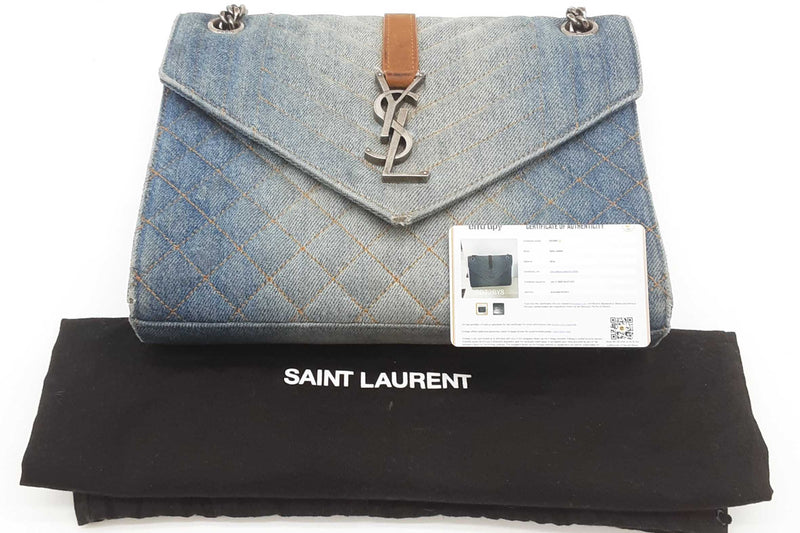 Ysl Saint Laurent Washed Denim Matelasse Chevron College Bag Sd0925ezxde
