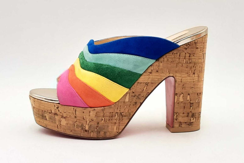 Christian Louboutin Rainbow Suede O Sister Platform Mules Size 36 Eb1224lxzsa