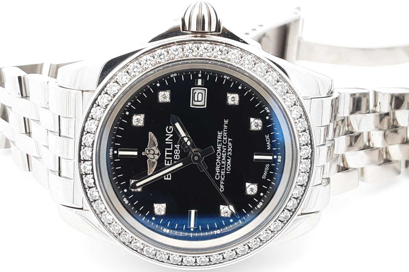 Breitling Galactic Quartz 31mm Stainless Watch With Diamond Bezel Eb0924lrxzdu