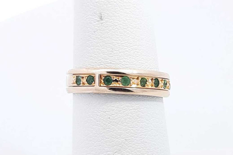 Green Gemstone Belt Ring In 14k Yellow Gold 3.9 Grams Size 6.5 Eb1024lxzsa