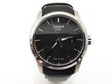 Tissot 40mm Couturier Black Dial Leather Band Steel Quartz Watch Do0725loxde