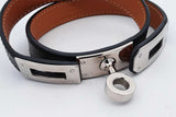 Hermes Kelly Double Tour Black Leather Bracelet Eb0426lxzsa