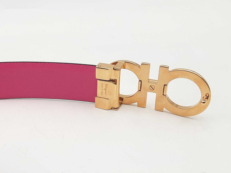 Salvatore Ferragamo Giancini Reversible Black Pink Belt Size 32 Aa0825lzxsa