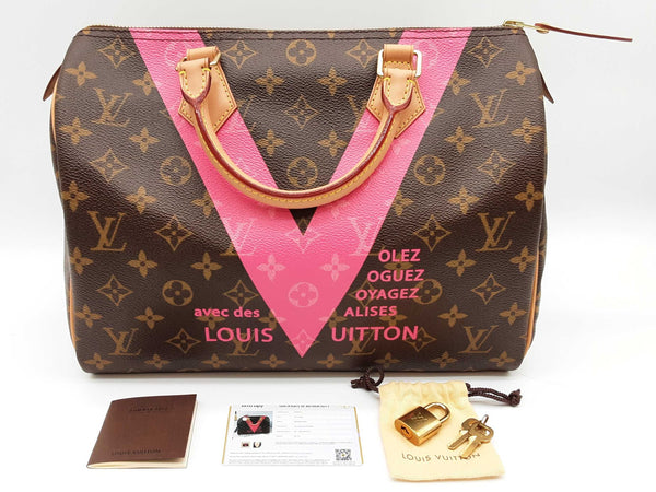 Louis Vuitton 30 Speedy Pink V Grenade Brown Monogram Handbag Do0325exzde
