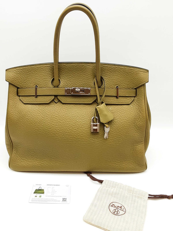 Hermes Birkin 35 Vert Chatreuse Green Clemence Palladium Handbag Do0325erxzde
