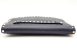 Valentino Garavani Rock Stud Dark Blue Leather Clutch Eb0526pxzde
