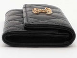 Chanel Quilted Caviar Metal Perforated Cc Flap Black Wallet Aa0826pzxsa