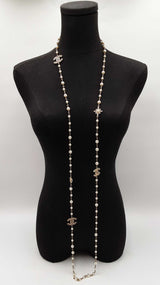 Chanel Long Pearl Sautoir Necklace Crystal Inlaid Cc Logos 63 In Sd0526czxdu