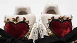 Dolce & Gabbana Portofino Sneakers In Printed White Leather Size 37 Fw1225lxzdu