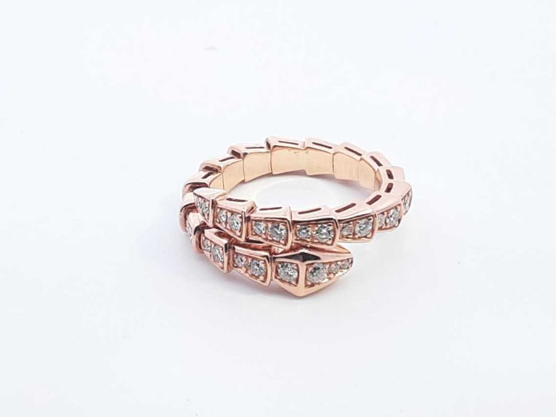 Bvlgari 18k Rose Gold 5.8g Pave 0.8ctw Diamond Serpenti Viper Ring 7 Lh0724prxzde