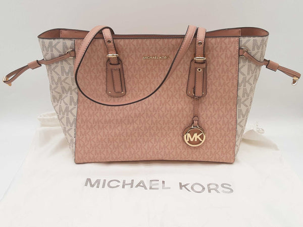 Michael Kors Voyager Ballet Pink Tan Signature Tote Bag Do0525pxde