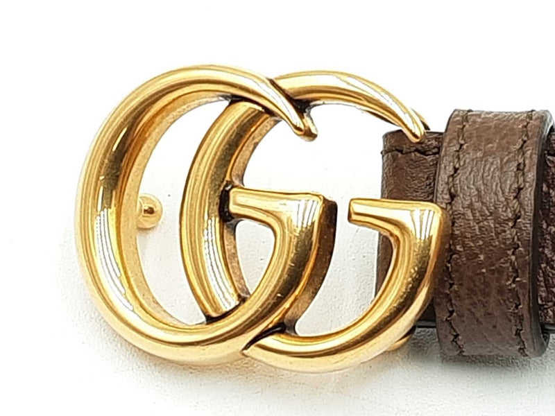 Gucci Marmont Gg Supreme Logo Canvas & Leather Brown Belt Size 75|30 Fw0725oxzdu