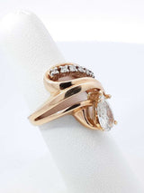 1.37 Cttw Pear-cut Diamond & 14k Yellow Gold Swirl Ring 8.2 Grams Size 5.5 Fw0526orzxdu