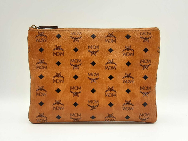 Mcm Medium Pouch Pocket In Cognac Visetos Monogram Coated Canvas Fw0125crdu