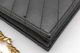 Yves Saint Laurent Cassandre Envelope Black Leather Chain Wallet Eb1026rxzsa