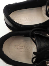 Salvatore Ferragamo Black Leather & Suede Sneakers Size 8 Eb0325lorsa