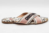 Christian Dior Dway Crossover Strap Canvas Slides Size 37.5 Eb1125crdu