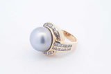 Pearl & Diamond Ring In 18k Yellow Gold 16.4 Grams Size 6.5 Eb1124rlxsa