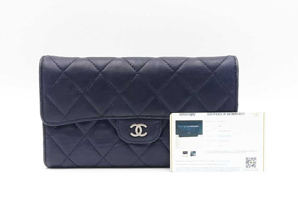 Chanel Timeless Classic Matelassé Navy Blue Lambskin Wallet Fw0225wrxdu