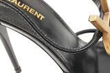Saint Laurent Cassandra Black Leather Heels Size 39.5 Eb0626exdu
